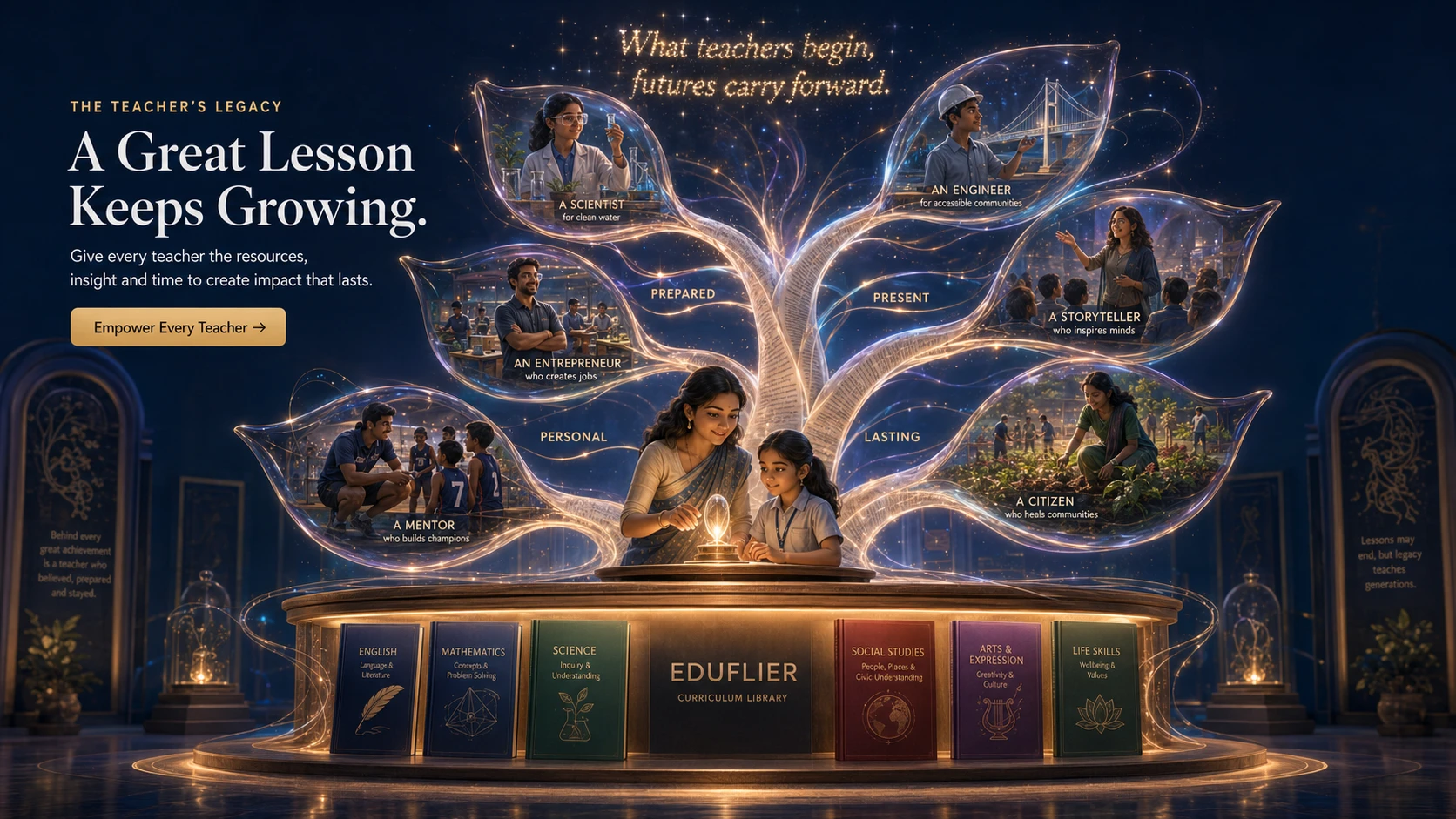 Premium three-dimensional presentation of the approved Eduflier curriculum book collection