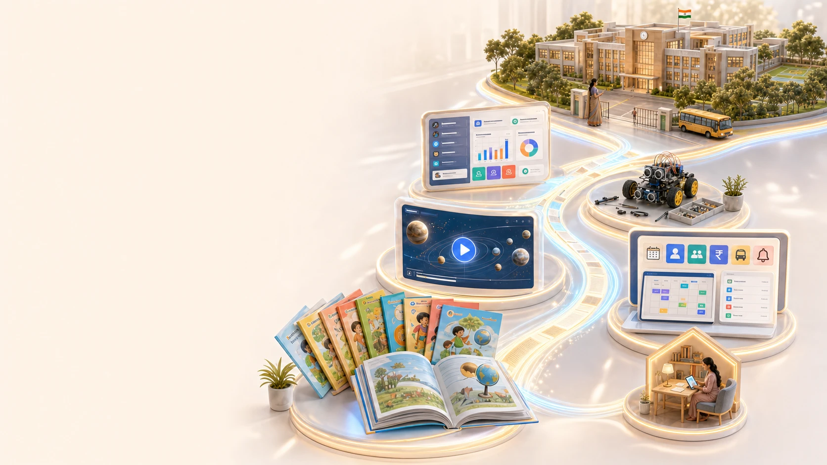 A complete connected school platform linking academic intelligence, leadership and operations